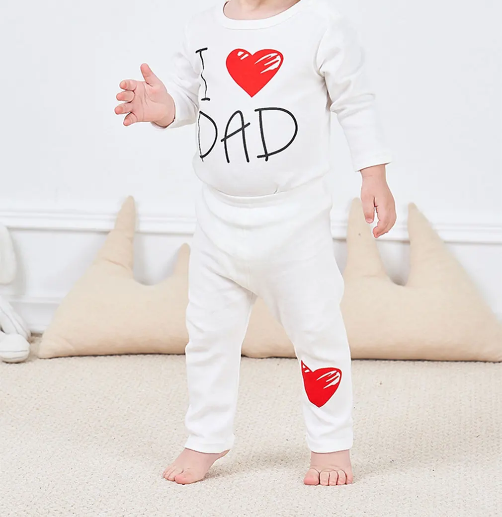 3pcs Set I Love Mom And Dad Baby Newborn Toddler Bodysuits Children Long Sleeve Cotton Clothes | Детская одежда и обувь