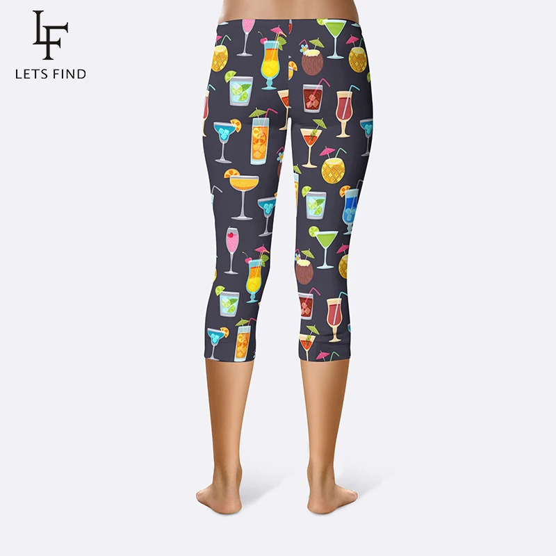 Новое поступление 3d напитки Платье с принтом Капри Для женщин Летние леггинсы