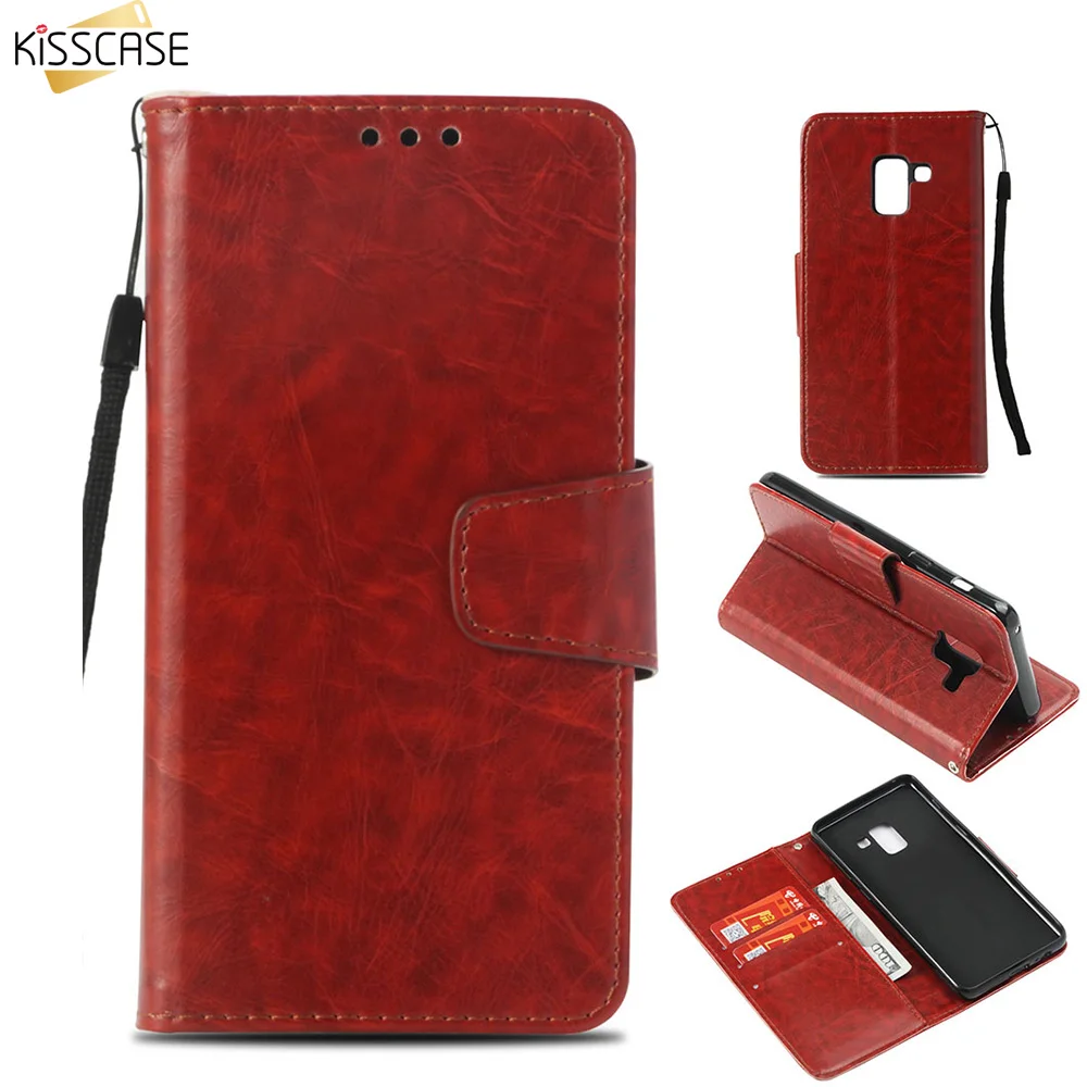 Кожаный чехол кошелек KISSCASE для Samsung J2 J3 J4 J5 J6 Plus 2018 держатель карт J7 J8 A8 сумка