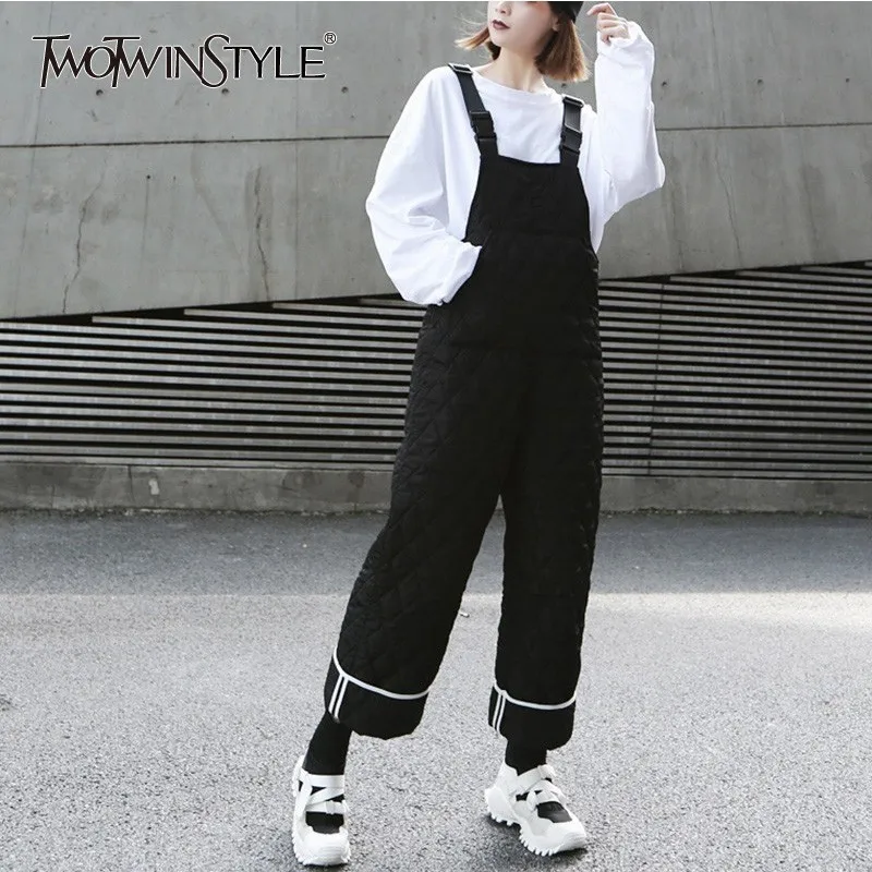 TWOTWINSTYLE Argyle Комбинезоны женские без рукавов хитовые цвета плюс плотные брюки