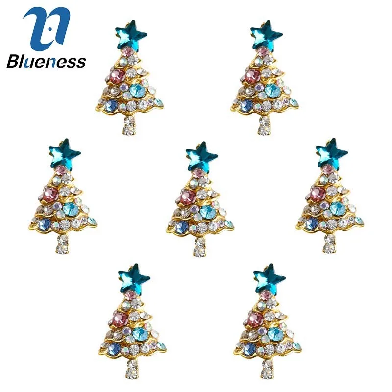 Blueness 10 шт./партия модные 3D Рождественские елки дизайн ногтей стразы DIY блестящий