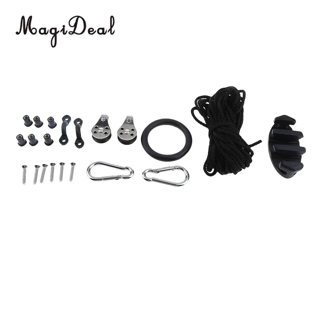 

Durable Kayak Canoe Anchor Trolley Kit System Pulley Cleat Pad Eye Ring Ropes for Water Sports Rowing Boats Accessories