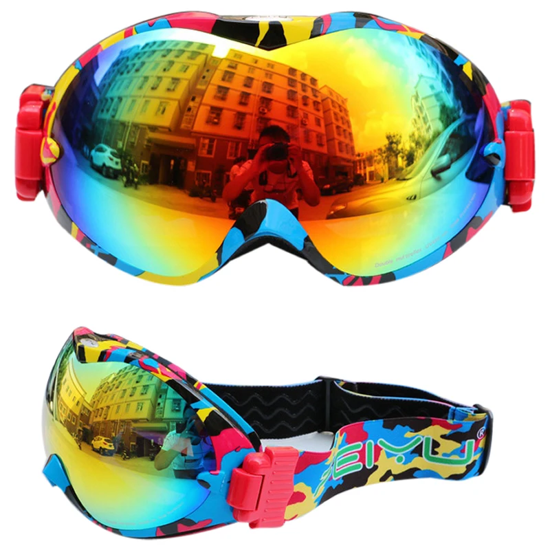 Брендовые лыжные очки с двойными линзами REVO UV400 противотуманная большая Лыжная