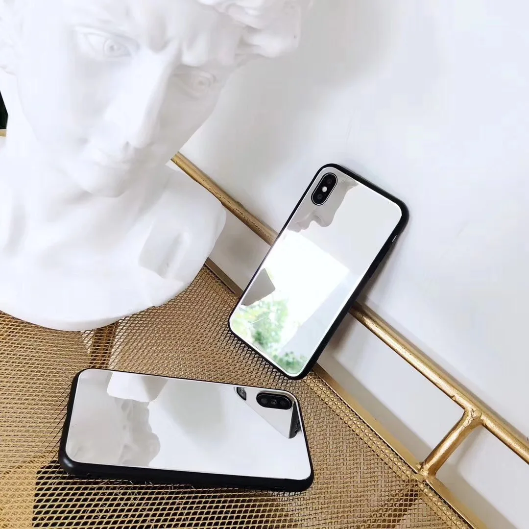 Luxury Tempered Clear Mirror Glass Phone Cases for iPhone 6s 7P 8P X XS XR Full Protection Explosion-proof toughened Cover | Мобильные