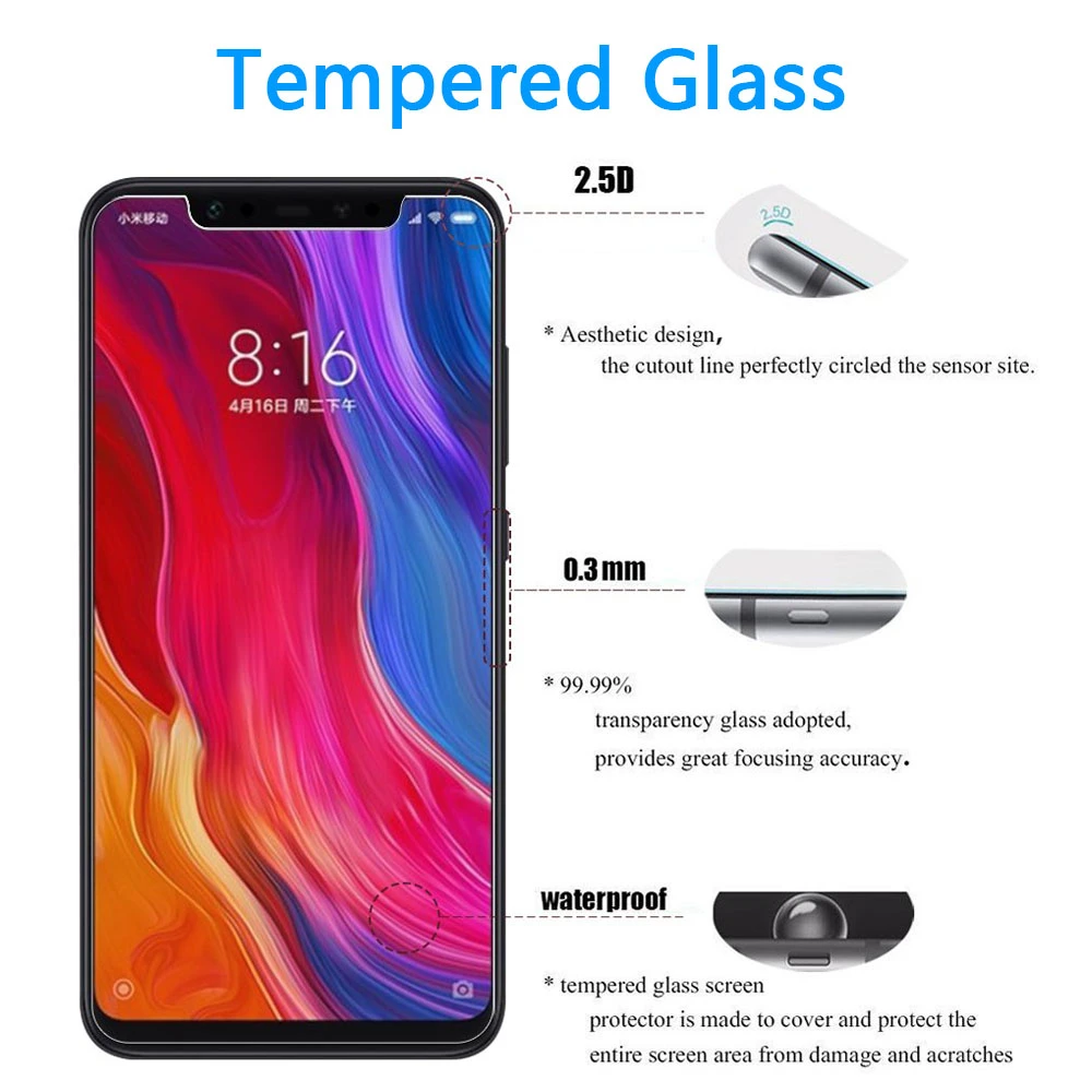 Красное стекло mi Note 7 6 Pro Защитная пленка для экрана из закаленного стекла Xiaomi 8 Lite