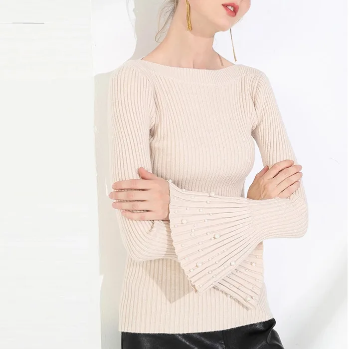 Deat 2019 Autumn Winter New Arrivals Sexy Best Pullover Long pagoda Sleeve Rayon For Women Knitted Sweaters Corean Style MC019 | Женская