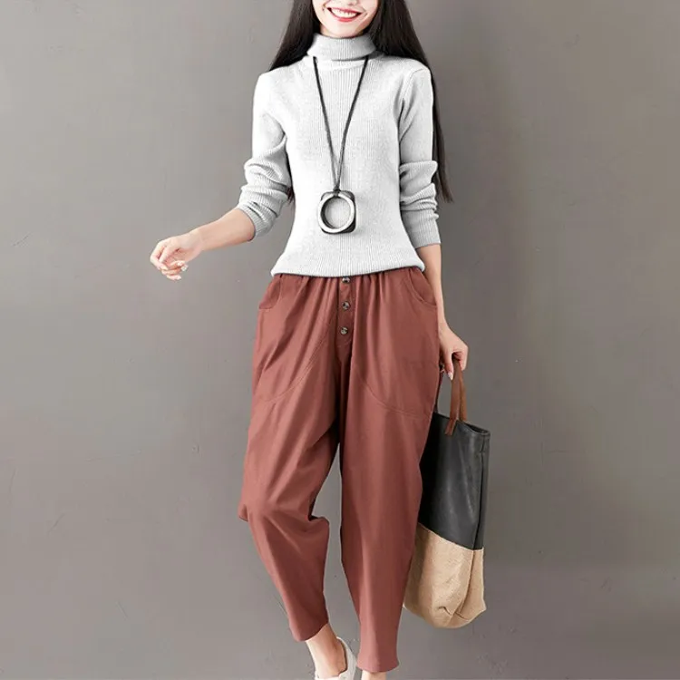 Новинка модные весенне-летние шаровары с пуговицами женские свободные