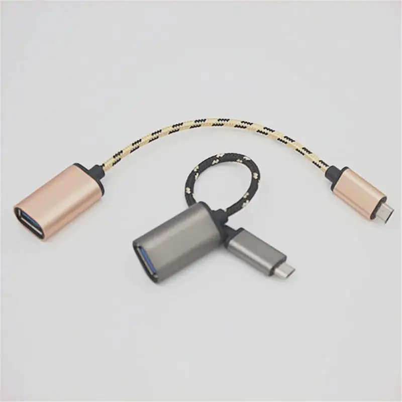 OTG кабель из алюминиевого сплава Плетеный патч корд Android для передачи данных USB 2