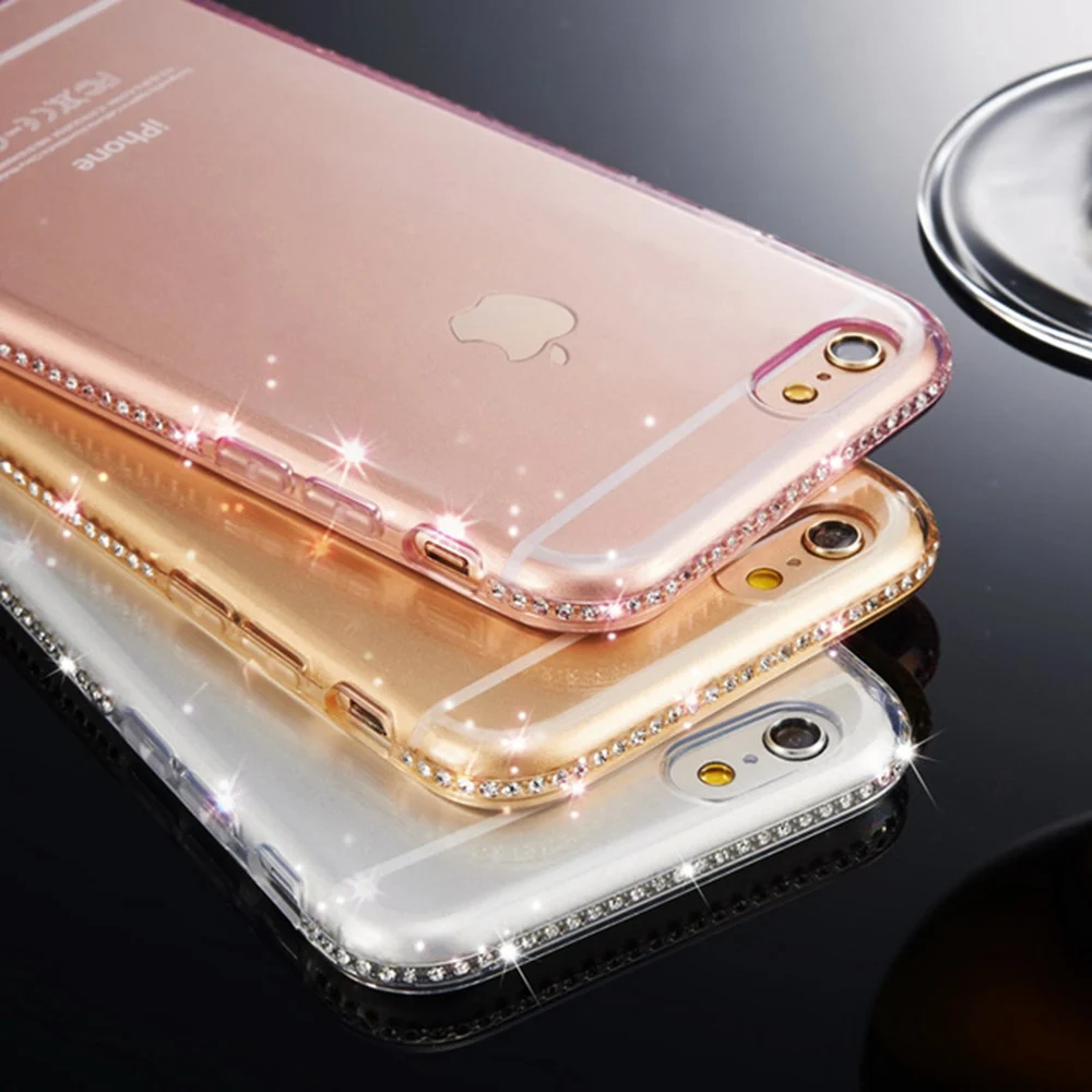 KISSCASE блестящий чехол для iPhone 7 8 Plus X XR XS Max со стразами чехлы телефонов 6 6s мягкие