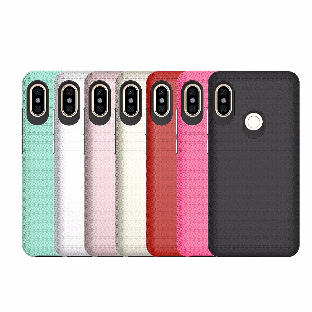 2 в 1 треугольная текстурированная Броня Чехлы для Xiaomi mi A2 Lite ударопрочный ТПУ PC