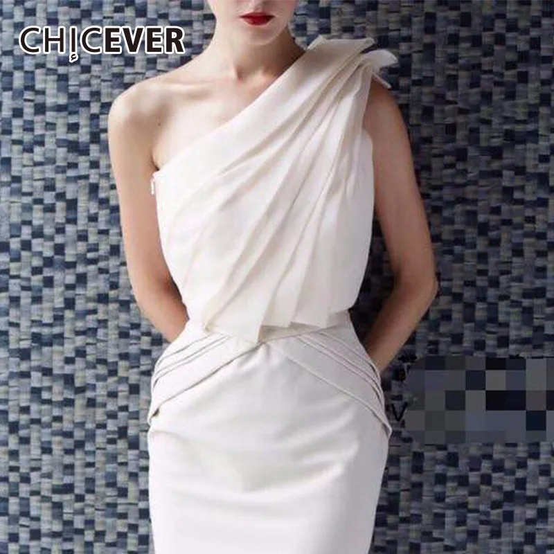 CHICEVER шифоновые женские топы сексуальные на плечах неровные плиссированные