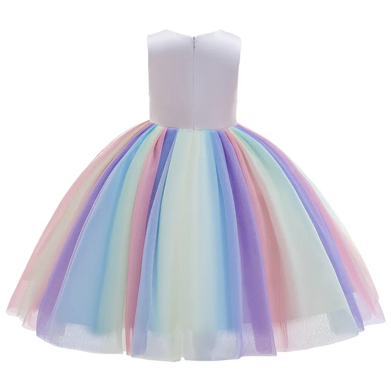 Children's Unicorn Dresses for Girls Kids Rainbow Tulle Unicorno Ball Gowns Toddler Little Girl Summer 2019 Birthday Party Frock | Детская