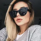 Солнечные очки в стиле ретро UV400 женские, винтажные солнцезащитные аксессуары кошачий глаз, чёрные