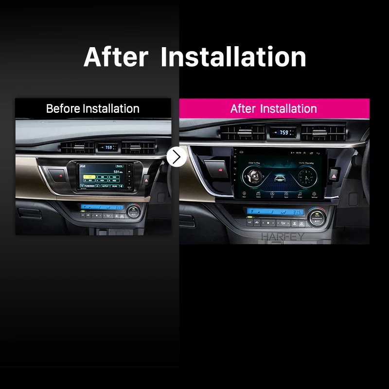 Мультимедийный плеер Harfey сенсорный экран 10 1 дюйма Android 8 для Toyota Corolla RHD 2014 2Din Wi-Fi GPS