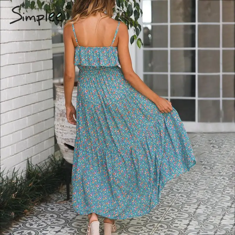 Женское длинное платье Simplee с цветочным принтом 2019 богемный летний женский