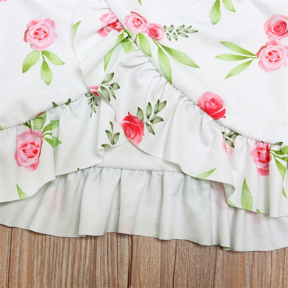 Коллекция 2019 года новая летняя одежда для маленьких девочек Милая с цветочным
