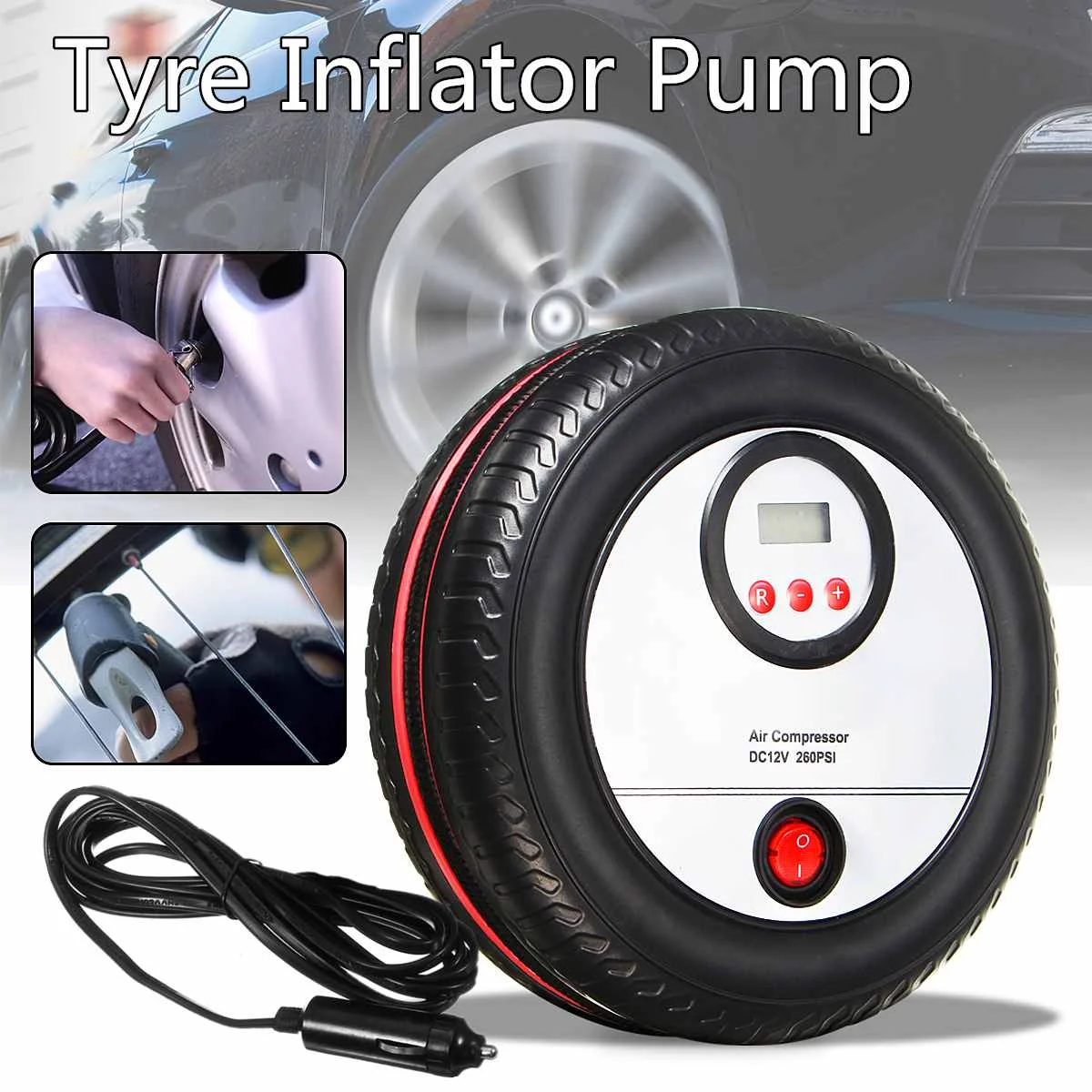 Portable Digital DC 12V Car Tyre Inflator Pump Air Compressor LCD Display 260PSI | Автомобили и мотоциклы