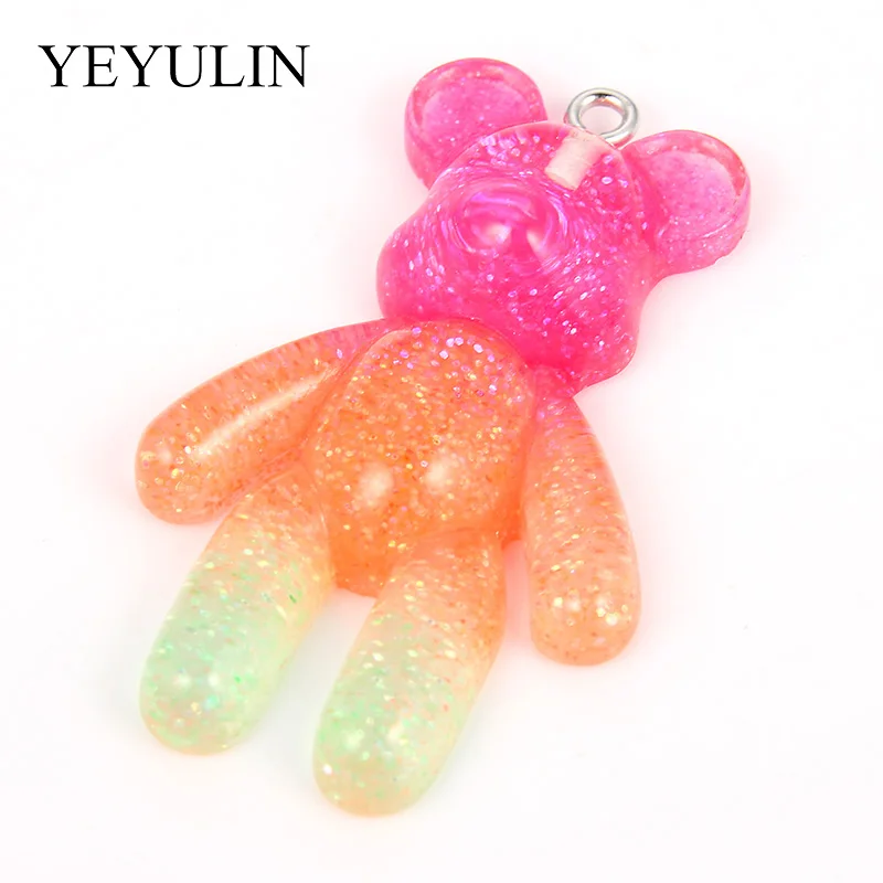 10pcs Mixed Color Resin Bear Gradient Charms Pendant For Woman Girls Necklace Bracelet DIY Jewelry Making | Украшения и