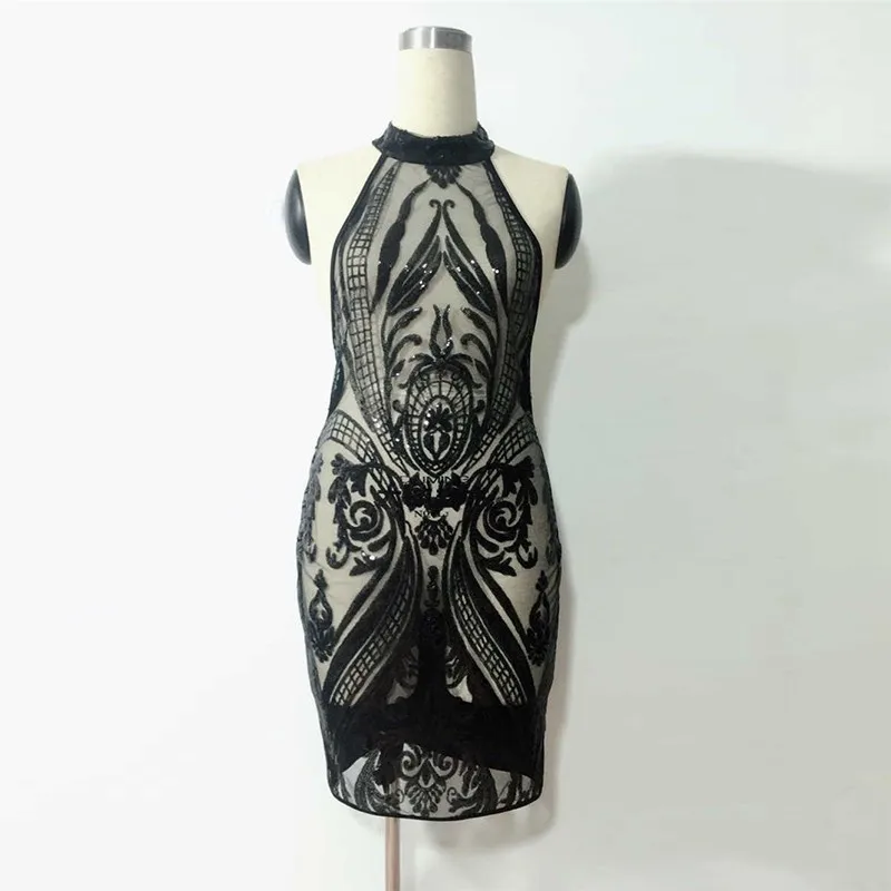 Новый Холтер сексуальное женское облегающее платье Sheer Mesh модные платья для