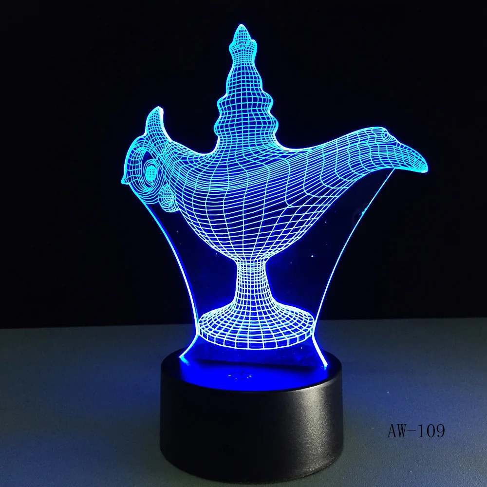 USB Novelty Gifts 7 Colors Changing Led Night Lights Aladdin magic lamp 3D LED Desk Table Lamp Decor for Home Office AW-109 | Лампы и
