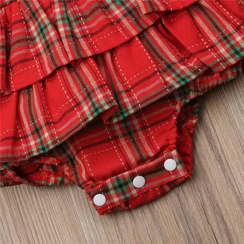 

Newborn Infant Baby Girl Ruffle Plaid Ruffles Romper Dress Jumpsuit Headband 2pcs Outfit Clothes