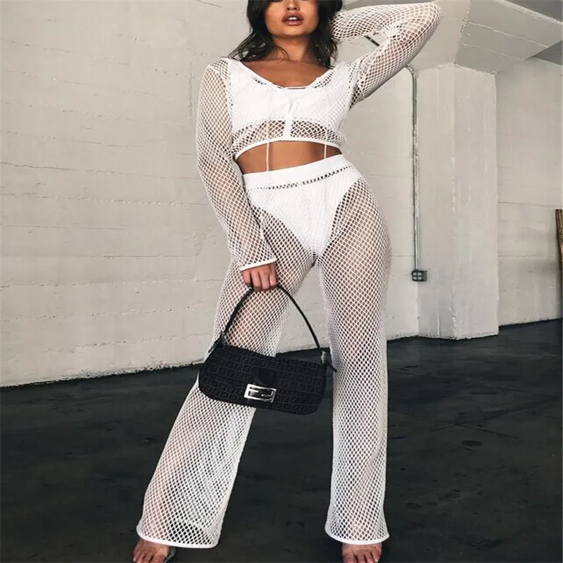 Лидер продаж летний женский комбинезон комплект из 2 предметов ажурные сетчатые