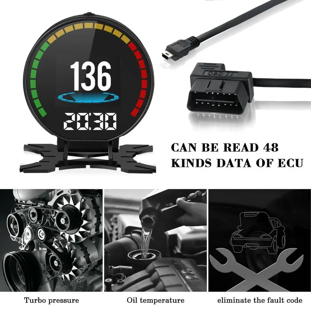 WOOKRAYS HUD obd2 автомобильный дисплей на головке бортовой компьютер Авто OBD 9 режим