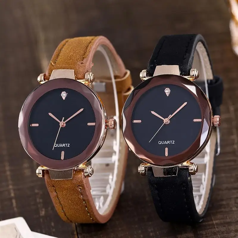 Orologio Donna модные роскошные часы кожаный ремешок из нержавеющей стали аналоговые