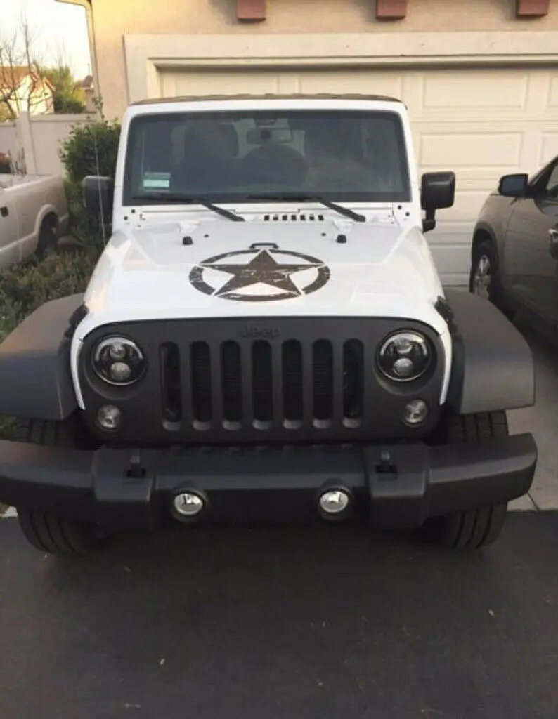Армейская потертая звезда Jeep Willys CJ автомобильная цветная наклейка на заказ |