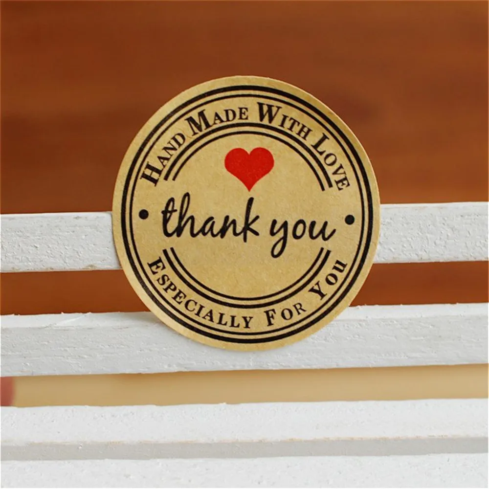 500pcs Kraft Paper Thank you Stickers DIY Cake Biscuit Baking Sealing Labels Gift Box Adhesive Sticker Scrapbooking Stationery|Канцелярские наклейки| |
