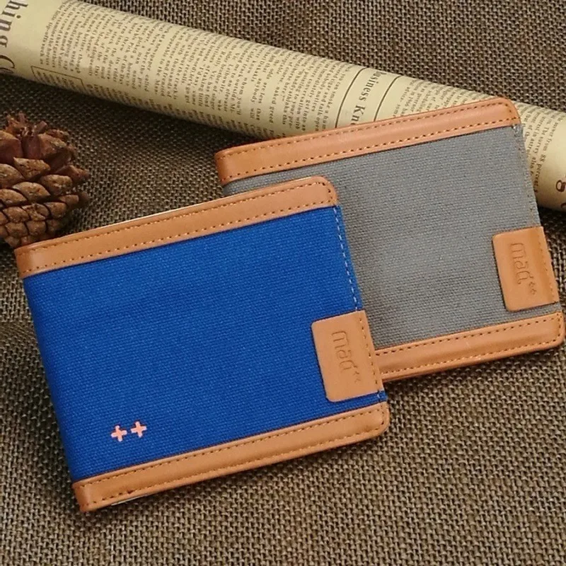 Мужской холщовый модный двухслойный кошелек новинка подарок мальчик молния