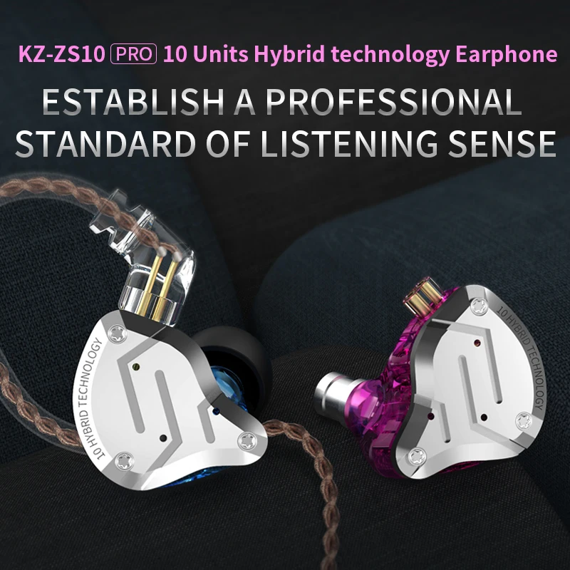 Металлические наушники-вкладыши KZ ZS10 Pro 10 шт. гибридные наушники 4BA + 1DD HIFI с басами