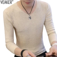 2021 new mens sexy v neck sweaters pullover male solid color slim fit sweater tops men knitted pullovers m 3xl