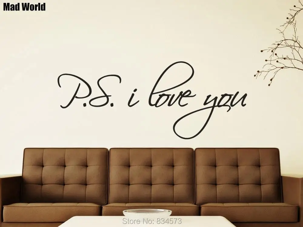 PS I LOVE YOU вдохновляющая цитата настенные художественные наклейки для спальни