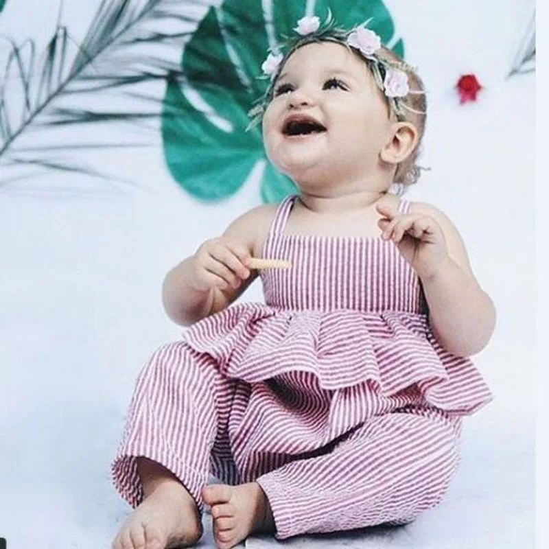 Emmababy 2019 Toddler Kids Baby Girl Outfit Clothes Pink Striped Vest Tops T-shirt+Long Pants 2PCS Set 1-6T | Детская одежда и