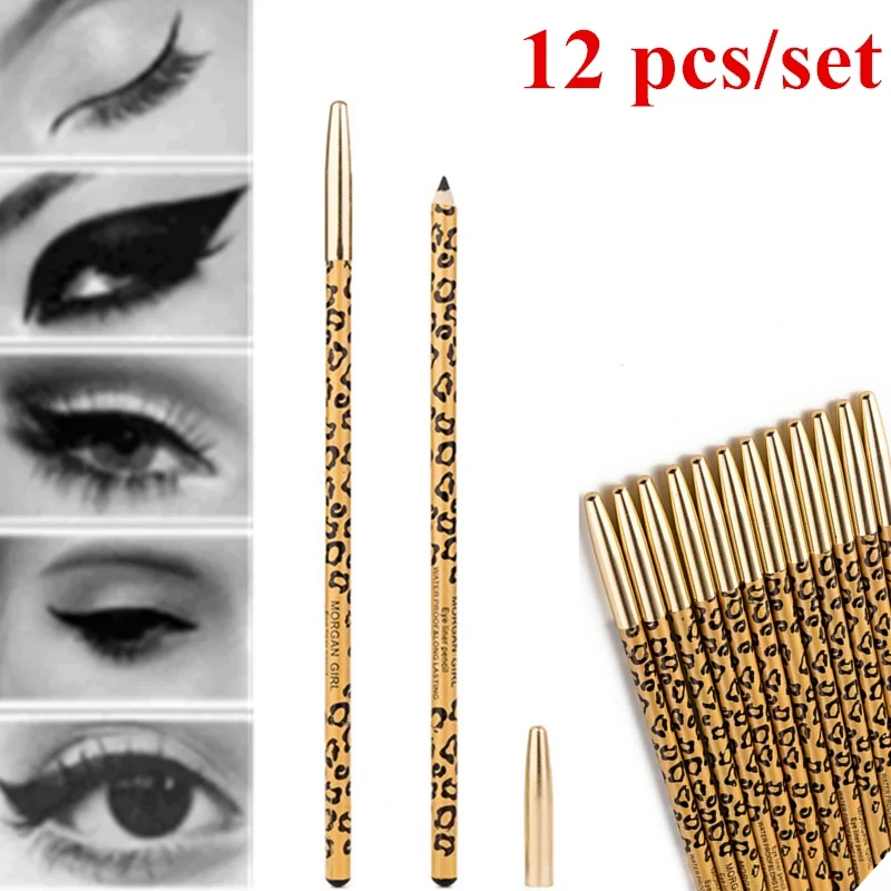 12 шт./компл. черный Водонепроницаемый Жидкий карандаш подводка для глаз маркер