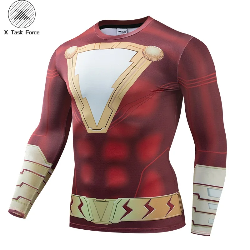 Shazam/мужские футболки с 3D принтом компрессионные рубашки длинным рукавом новинка