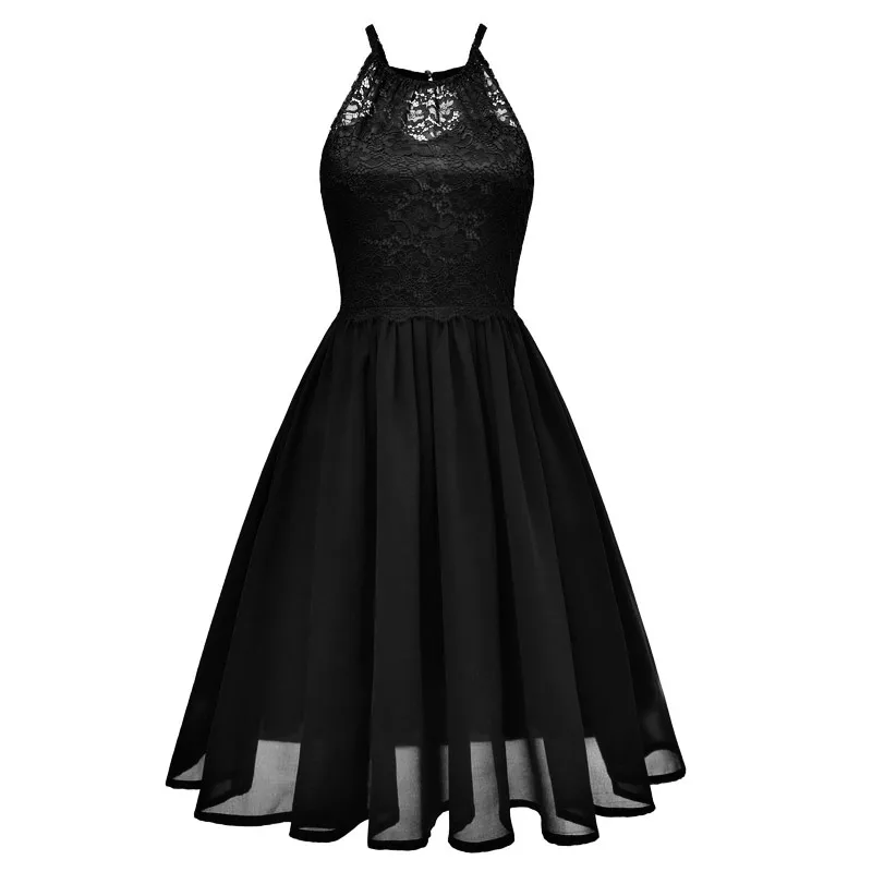 Женское шифоновое кружевное платье на бретельках элегантное винтажное вечернее