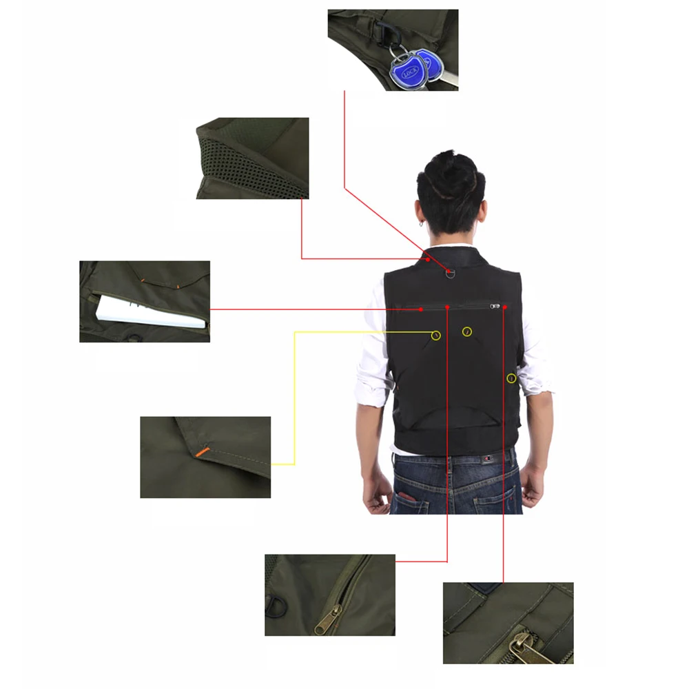 Мужской жилет для активного отдыха дышащая куртка с сетчатой подкладкой охоты