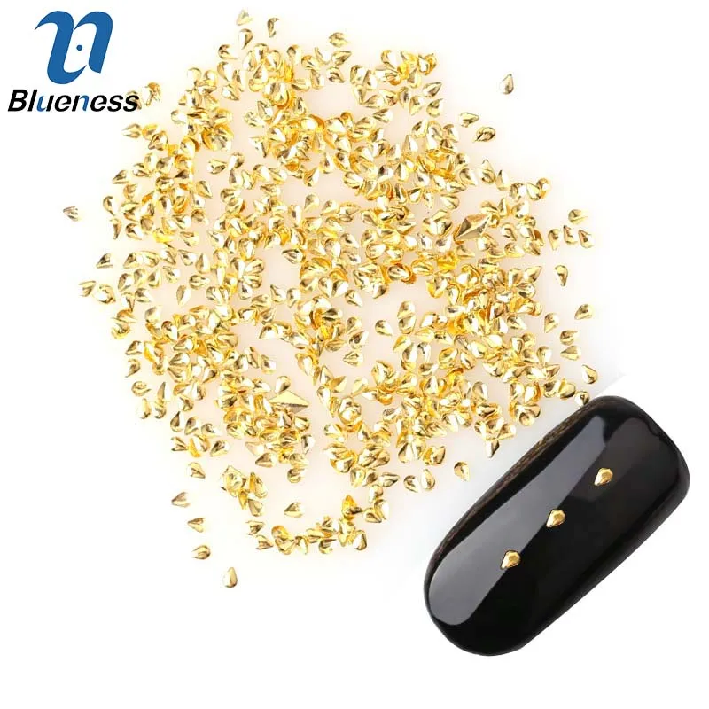 Blueness 1Box Fashion DIY Alloy Nail Art Accessories Gold Smooth Stud Tear Drop Design Charms 3D Nails Decoration Manicure | Красота и
