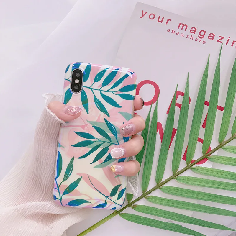 XINDIMAN синего света зеленый чехол для iphone X case силиконовая задняя крышка 7 plus лист с