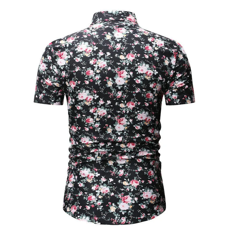 Мужская Повседневная рубашка с цветочным принтом Hirigin свободная коротким
