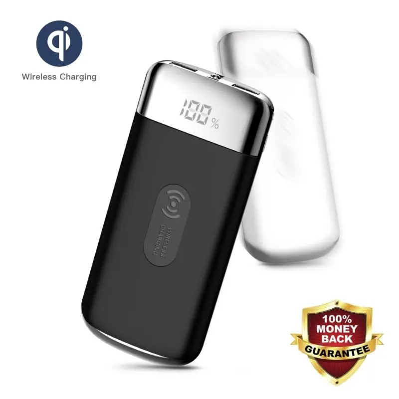 AKASO 500000mAh внешний аккумулятор 3 в 1 Qi Беспроводная Быстрая зарядка USB LED зарядное