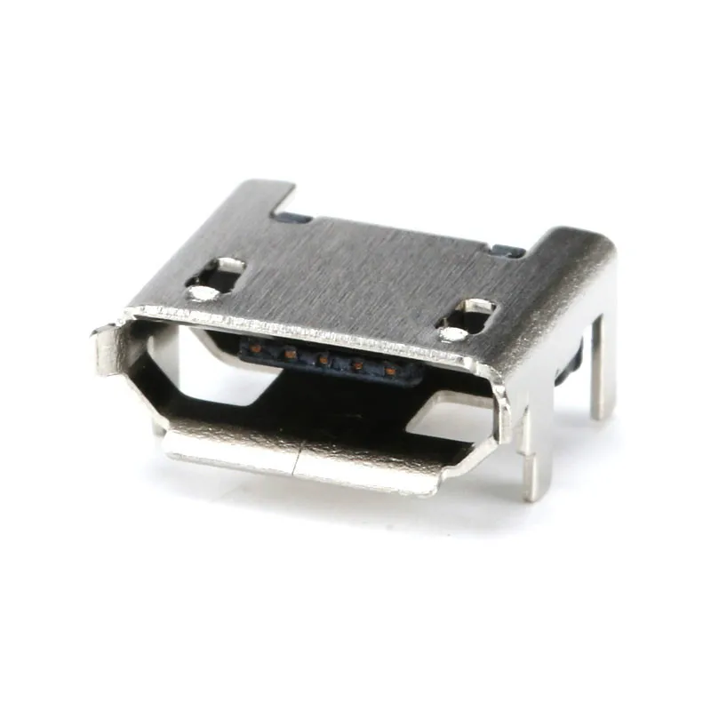100 шт. Micro USB Тип B 5-контактный гнездовой разъем SMD 4 ножки 90 градусов для стола