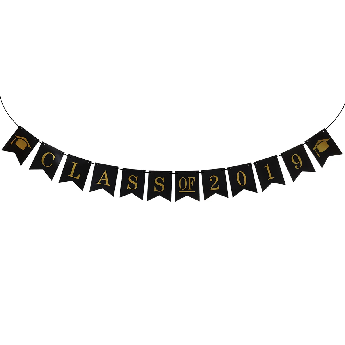 Класс баннеров 2019 Doctorial Hat Decoration Swallowtail мерцающие золотые буквы и черный задний