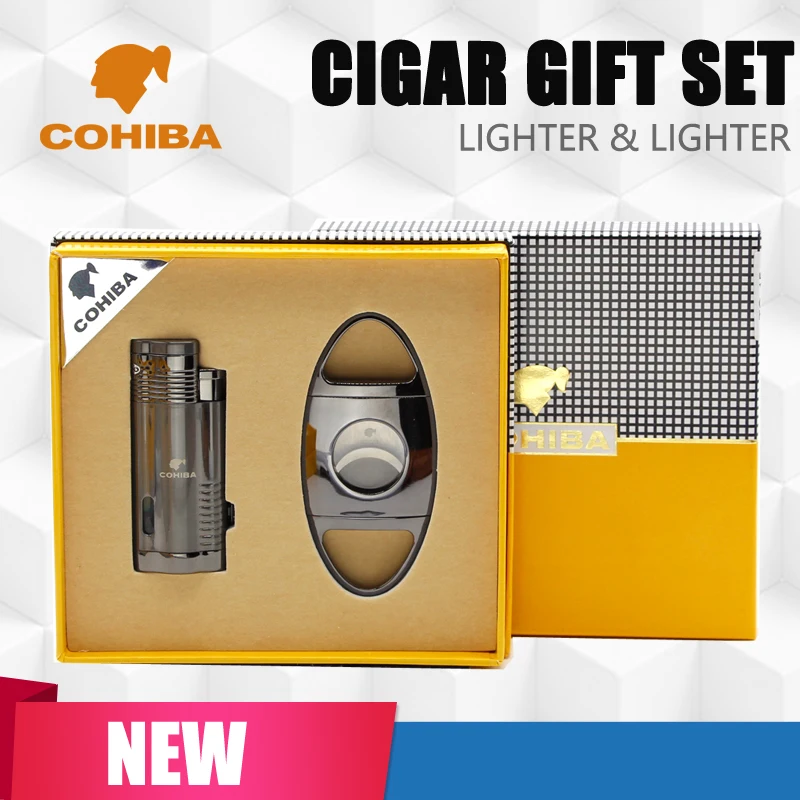 COHIBA гаджеты ветрозащитный 4 Зажигалка для сигары со встроенным прикуриватель
