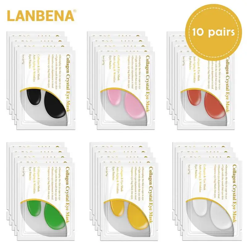 LANBENA 10 пар 24 каратная Золотая маска для глаз коллагеновый Антивозрастной уход