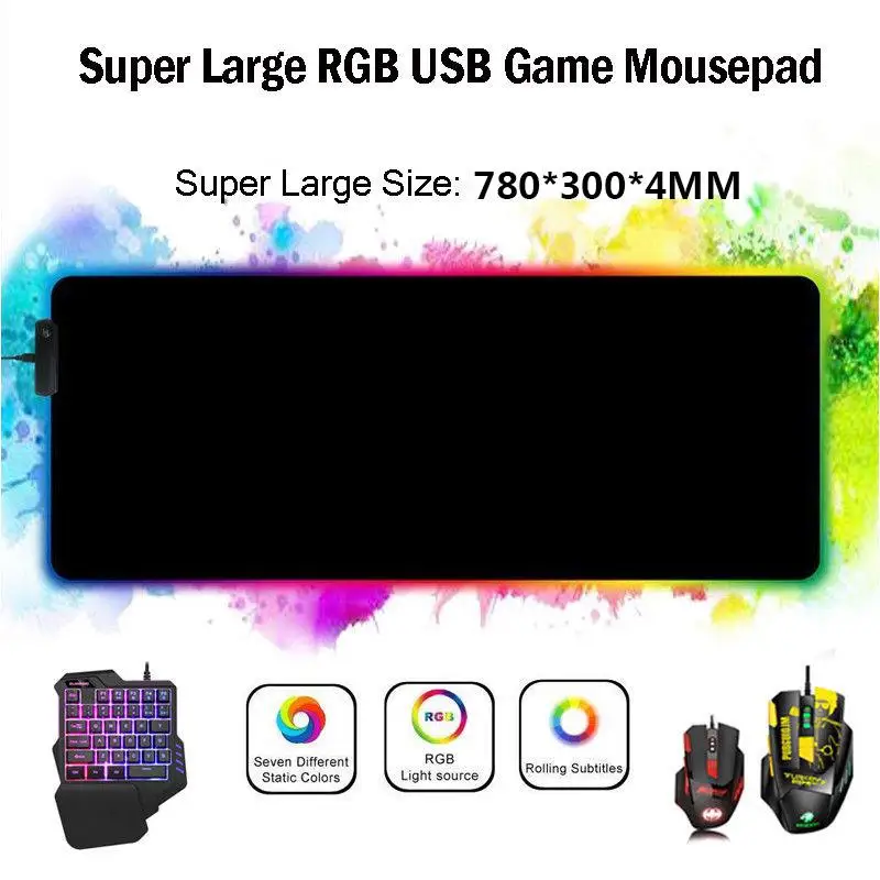 EastVita 780*300*4 мм большой RGB красочное светодиодное освещение игровой коврик для мыши