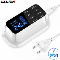 uslion 8 ports usb charger led display quick charge fast charging adapter for iphone tablet ipad samsung xiaomi huawei eu uk