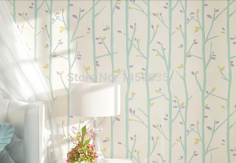 

Small Children's Room Wallpaper Non-woven Wallpaper Bedroom Garden Fresh Backdrop Striped Wallpaper Boys And Girls